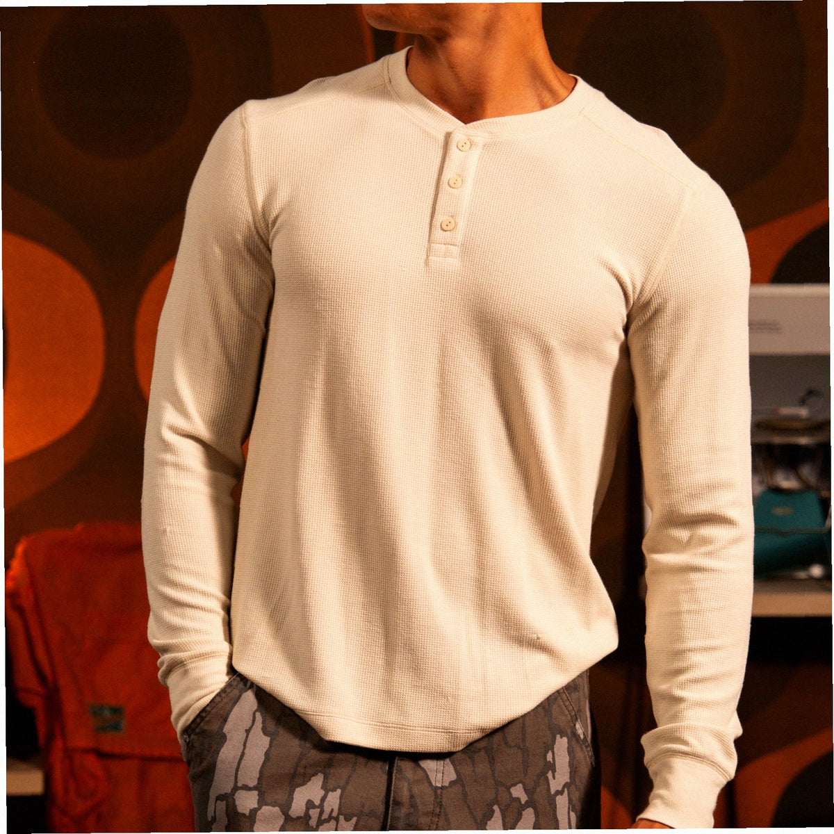 Global Waffle Henley - Mens