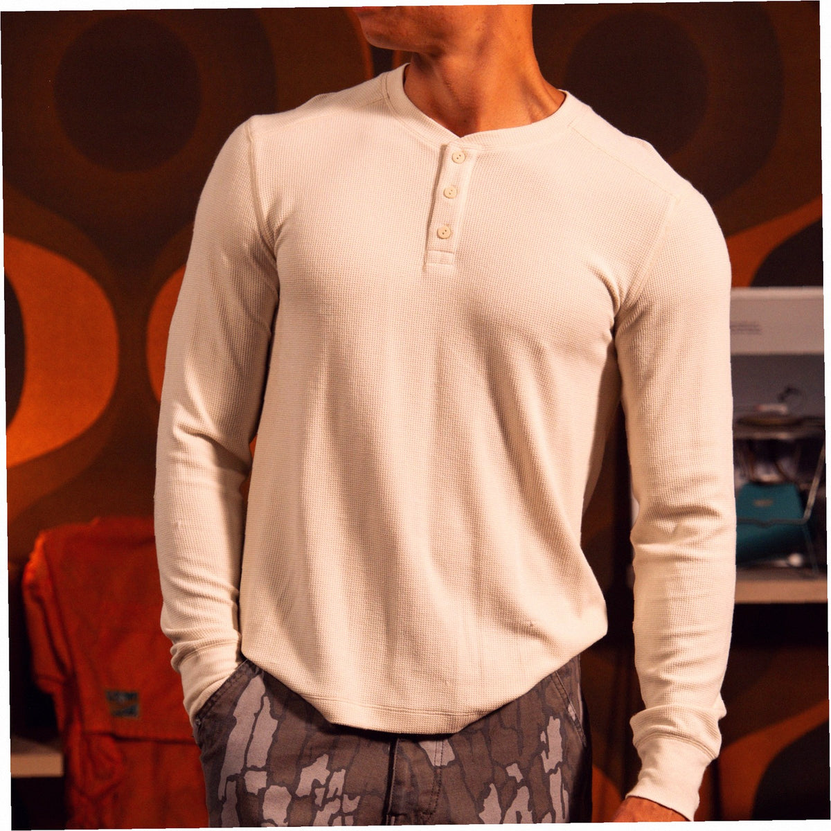 Global Waffle Henley - Mens